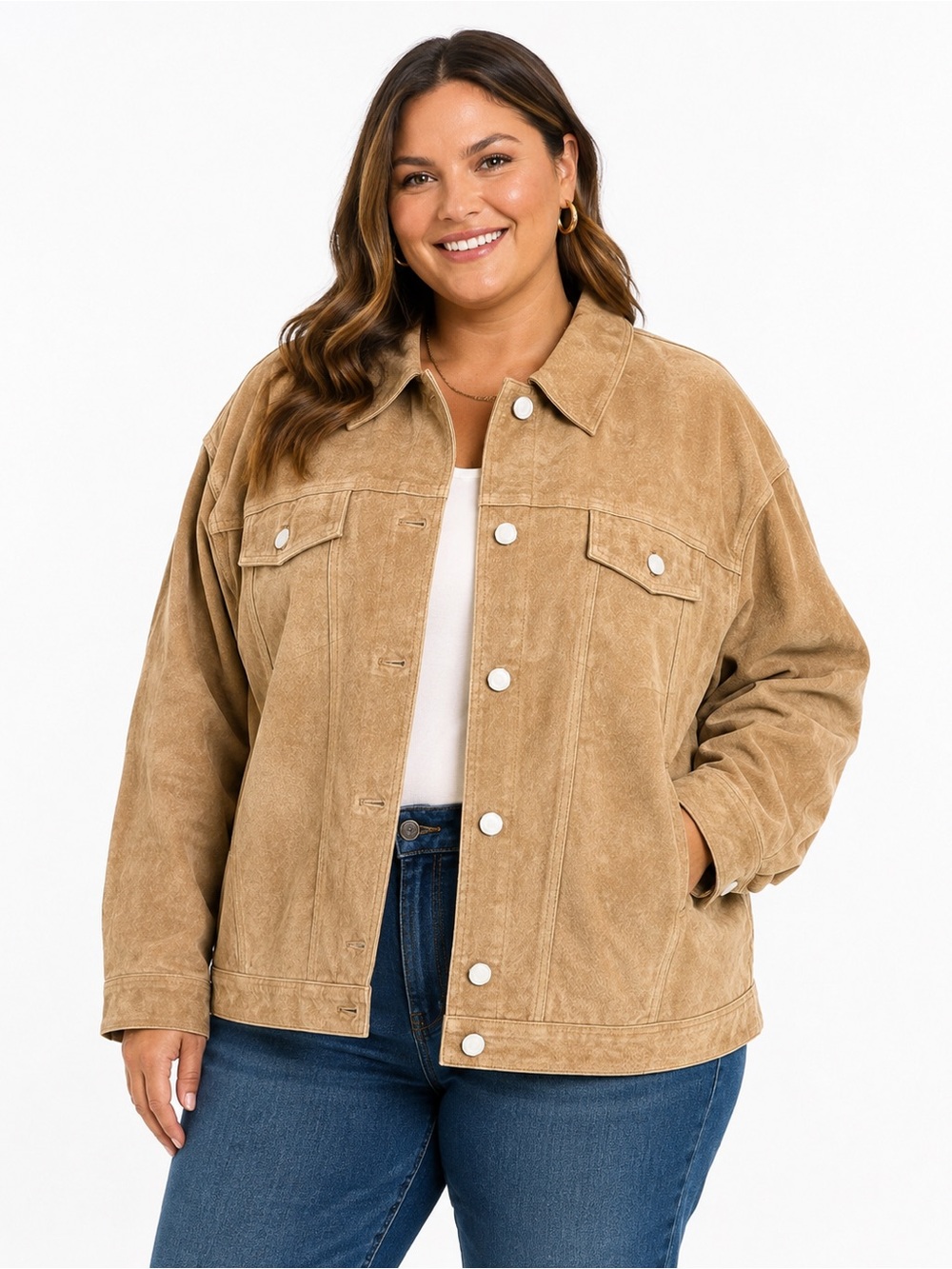 NWT CWS Casual Work Styles 3X Suede Leather Jacket Tan Camel Western Oversized F